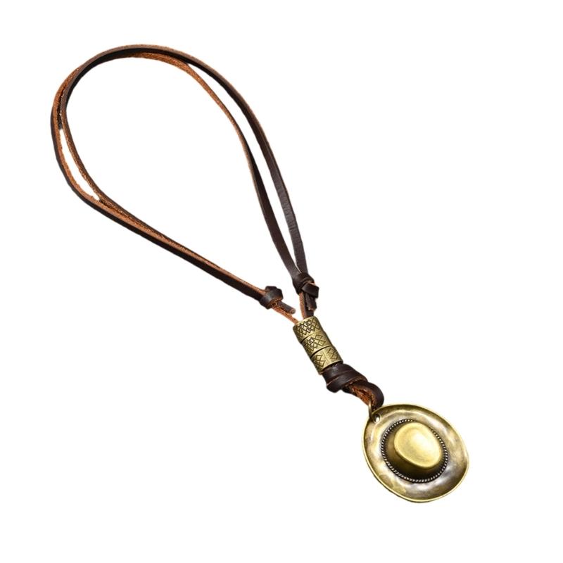 Retro Zinc Alloy Necklace Lightweight Brown Leather Neckchain Jewelry For Everyday Wear And Stylish Occasion