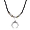 Unisex Retro Bohemian Crescent Moon Leather Choker Necklace with a Spicy Edge