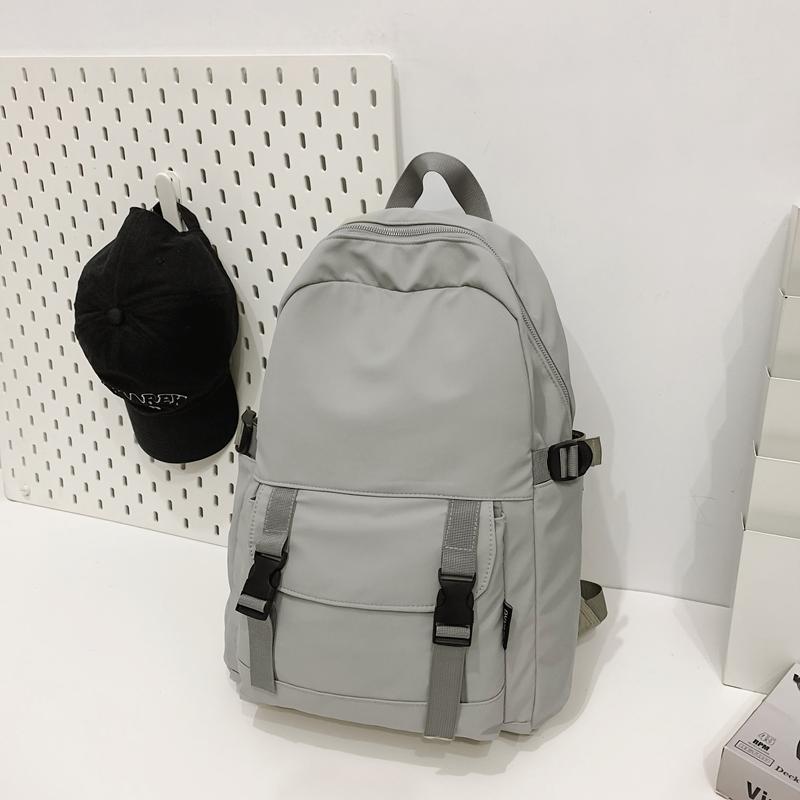 Solid Color Backpack Men's Nylon Waterproof Large Capacity Lightweight Travel Backpack Student School Bag