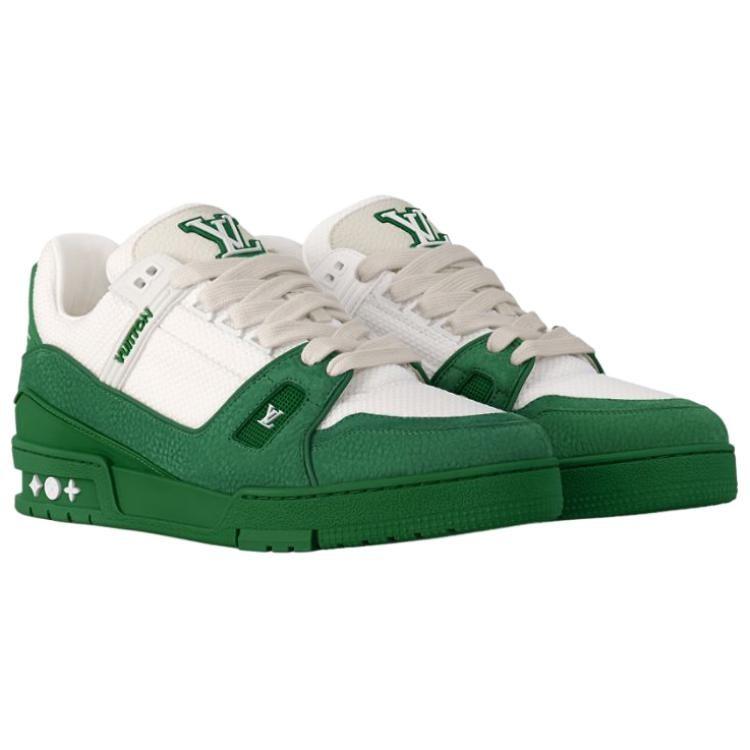 LOUIS VUITTON Trainer Cow Leather Low top Skateboard Shoes Men's Green 1AHTKY
