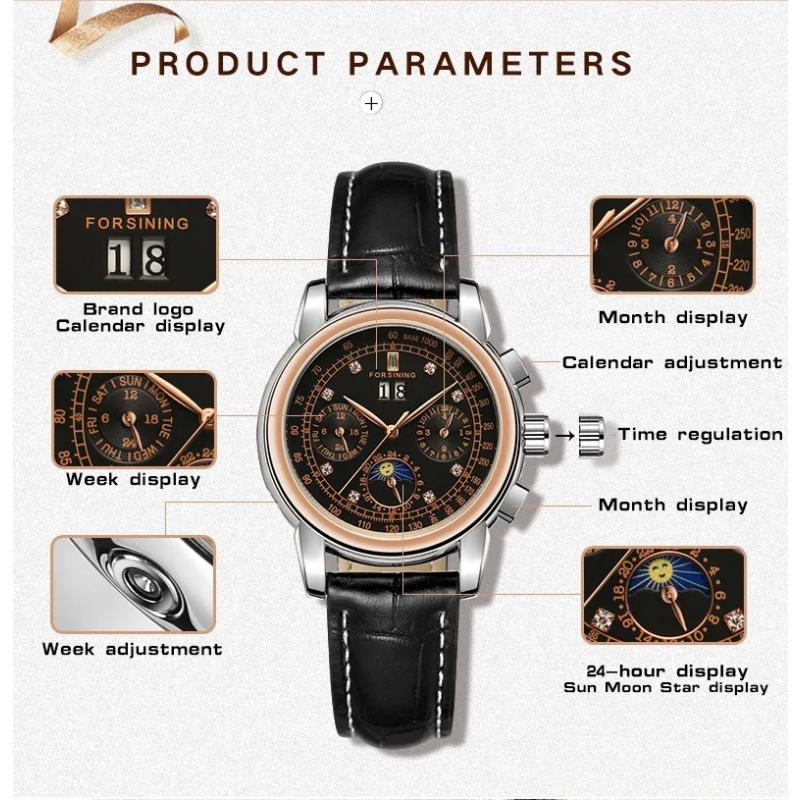 Forsing Design Women's Fashion and Leisure Multifunctional Mechanical Watch with Movement