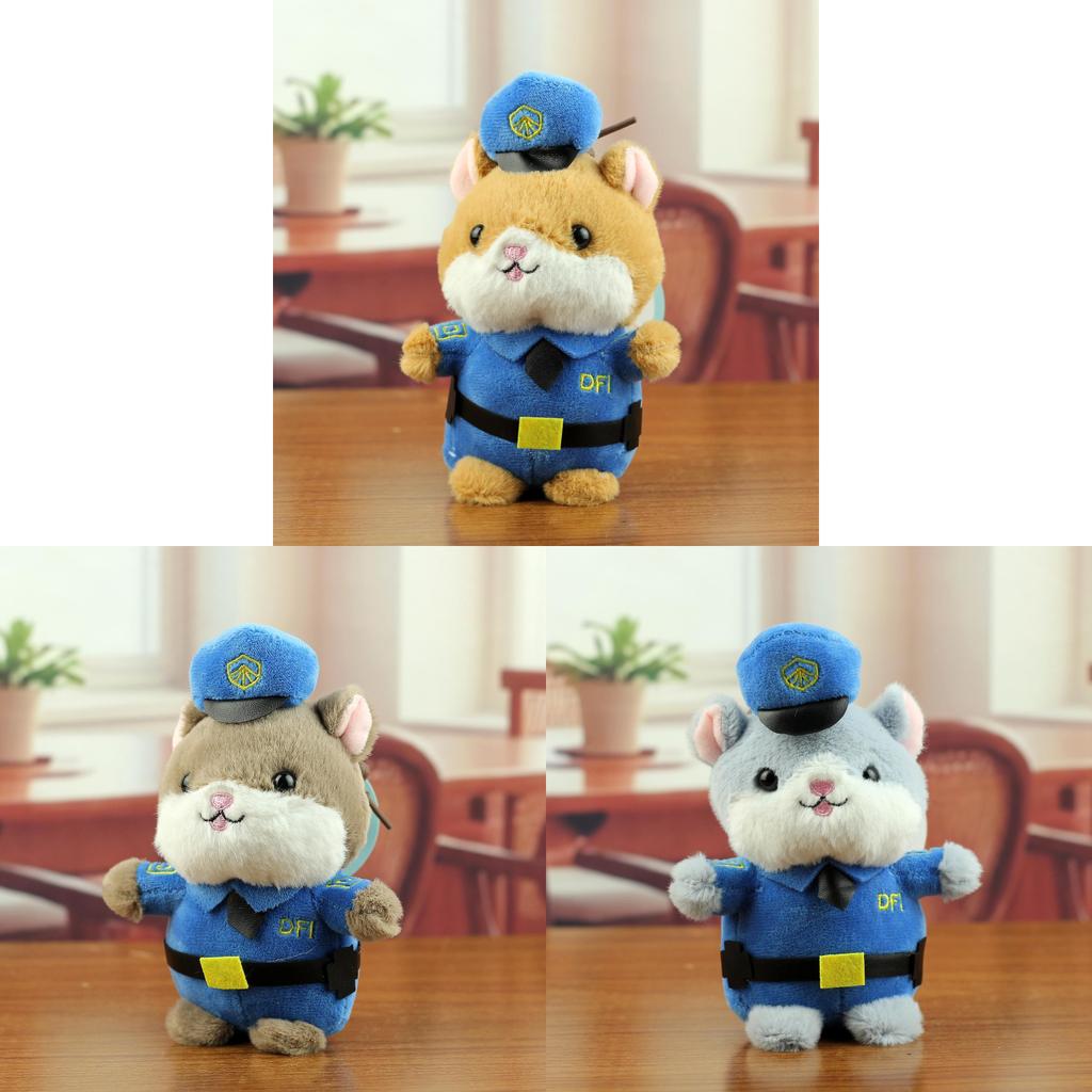 Cute Police Hamster Plush Keychain Kids Gift For Bag Decor