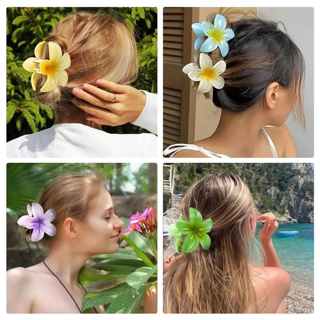 Flower Claw Clip Women Hawaiian Girl Hair Accessories Flower Ponytail Clip Clamp Barrettes Hairpin Summer Beach Jewelry