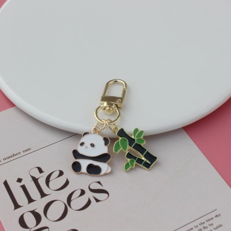 Cute Panda Keychain Metal Cartoon Style Bag Pendant for Collectible Souvenir