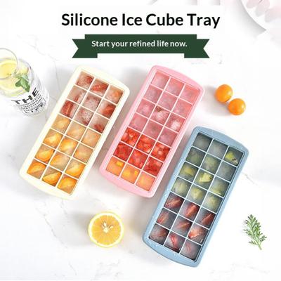 Ice Cube Tray with Lid 21-Cavity Large Square Silicone Ice Cube Mold Food-Grade Easy-Release Spill Proof Ice Cube Maker for Freezer