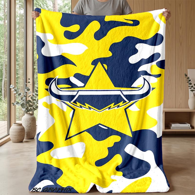 North Queensland Cowboys Flannel Fleece Blanket Cozy Warm Throw Blanket For Couch Bed Travel All Season Use