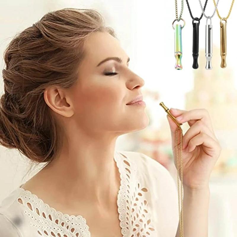 Stress Anxiety Necklace Mindfulness Breathing Tool Natural Calming Relief Chain Breathlace Necklaces Quit Smoking Anxiety Relief