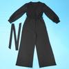 Tuta da Donna Taglie Forti Moda Temperamento Ampia Gamba Dritta Tinta Unita Cintura