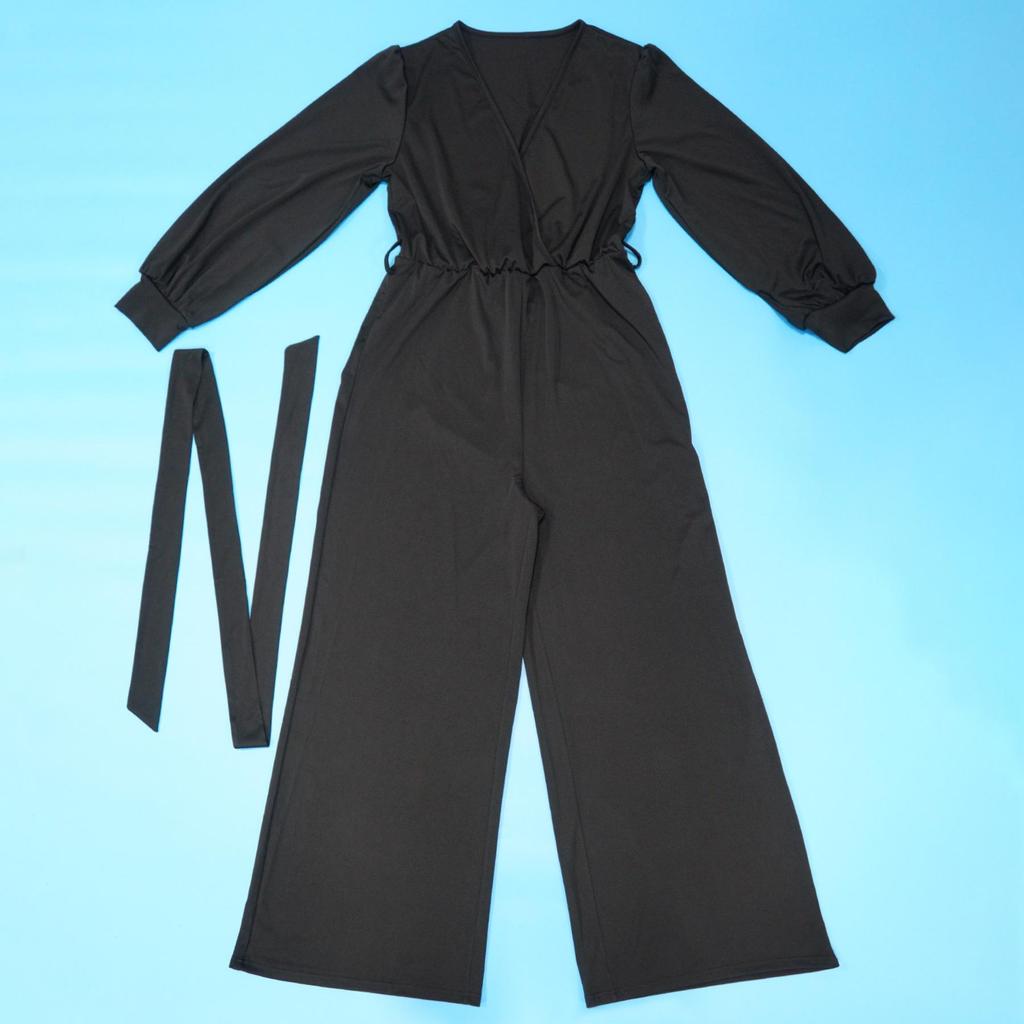 Tuta da Donna Taglie Forti Moda Temperamento Ampia Gamba Dritta Tinta Unita Cintura