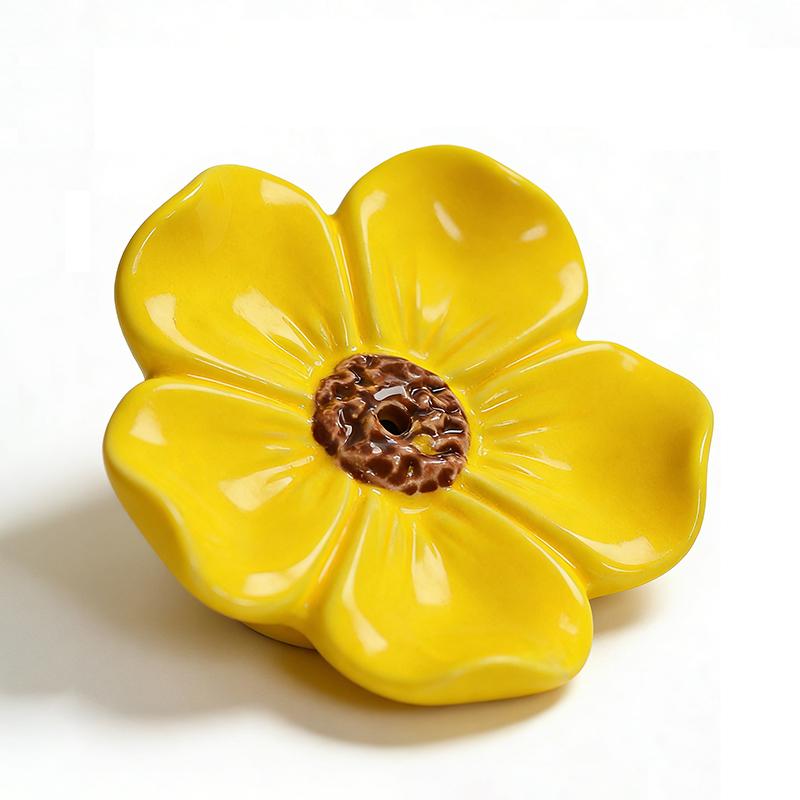 Incense Flat Bottom Censer Holder Ceramic Delicate Creative Portable Flower Incense Stick Holder