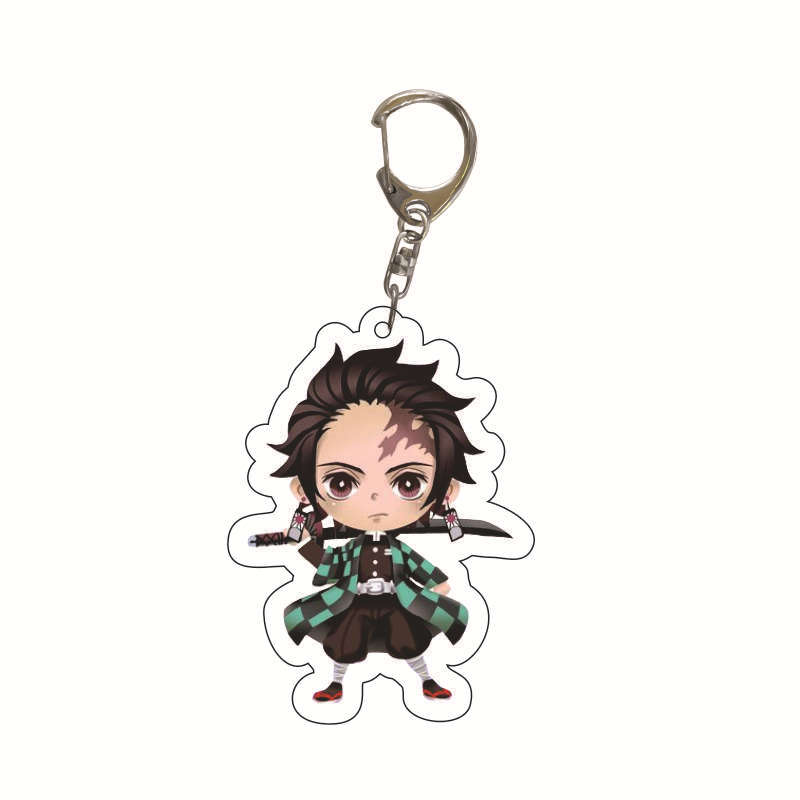 Acrylic Anime Keychain Kamado Tanjiro Nezuko Agatsuma Zenitsu Student Bag Charm Pendant Cosplay Accessories Gift