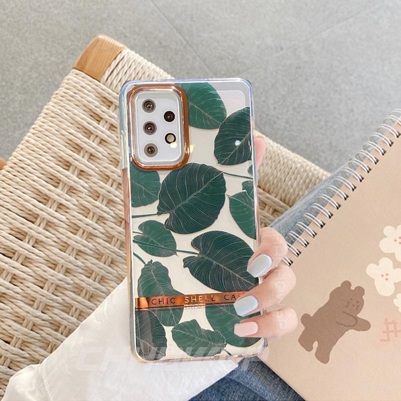 Painted Phone Case For Samsung Galaxy S20 S21 S30 Plus Ultra FE Transparent Flower Cover Soft TPU Shockproof Case For Samsung A12 A52 A72 5G