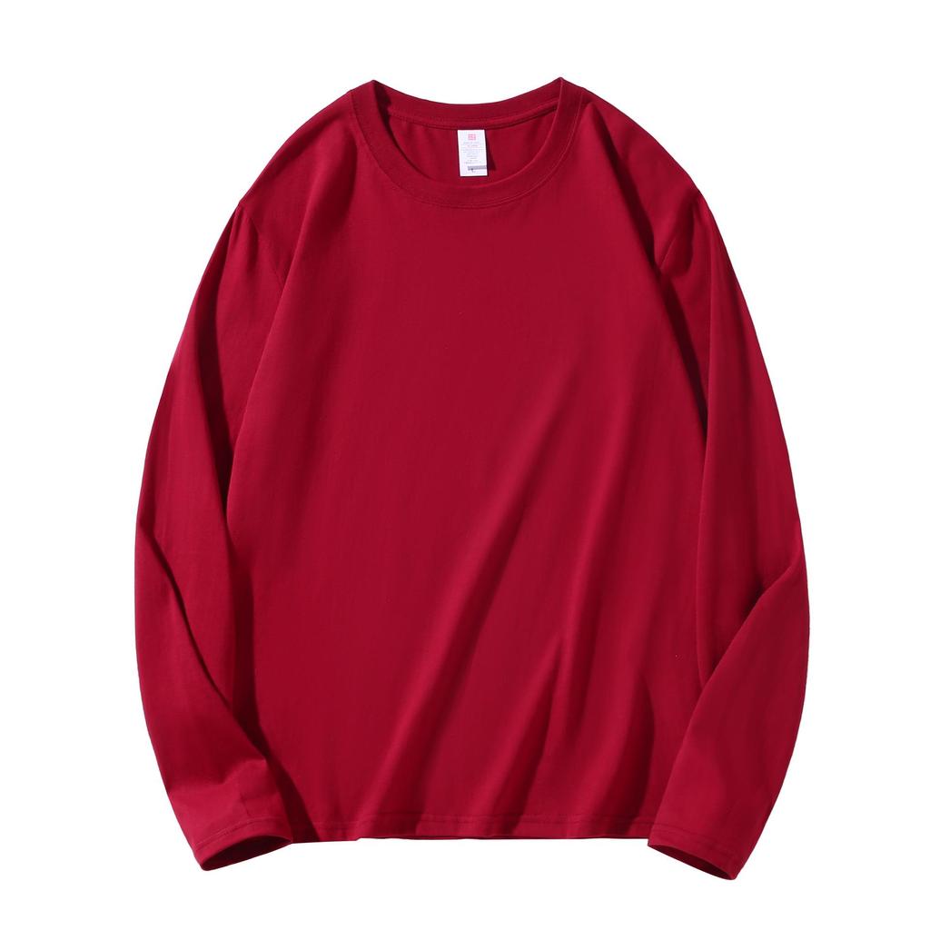 220g Heavyweight Pure Cotton Unisex Long Sleeve T-shirt - Loose Fit Solid Color Casual Sweatshirt