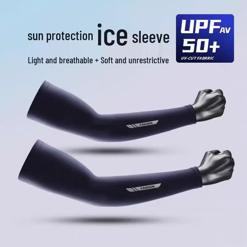 GELEITE Men s Breathable Ice Silk Sun Protection Arm Sleeves (5 Pairs) XL