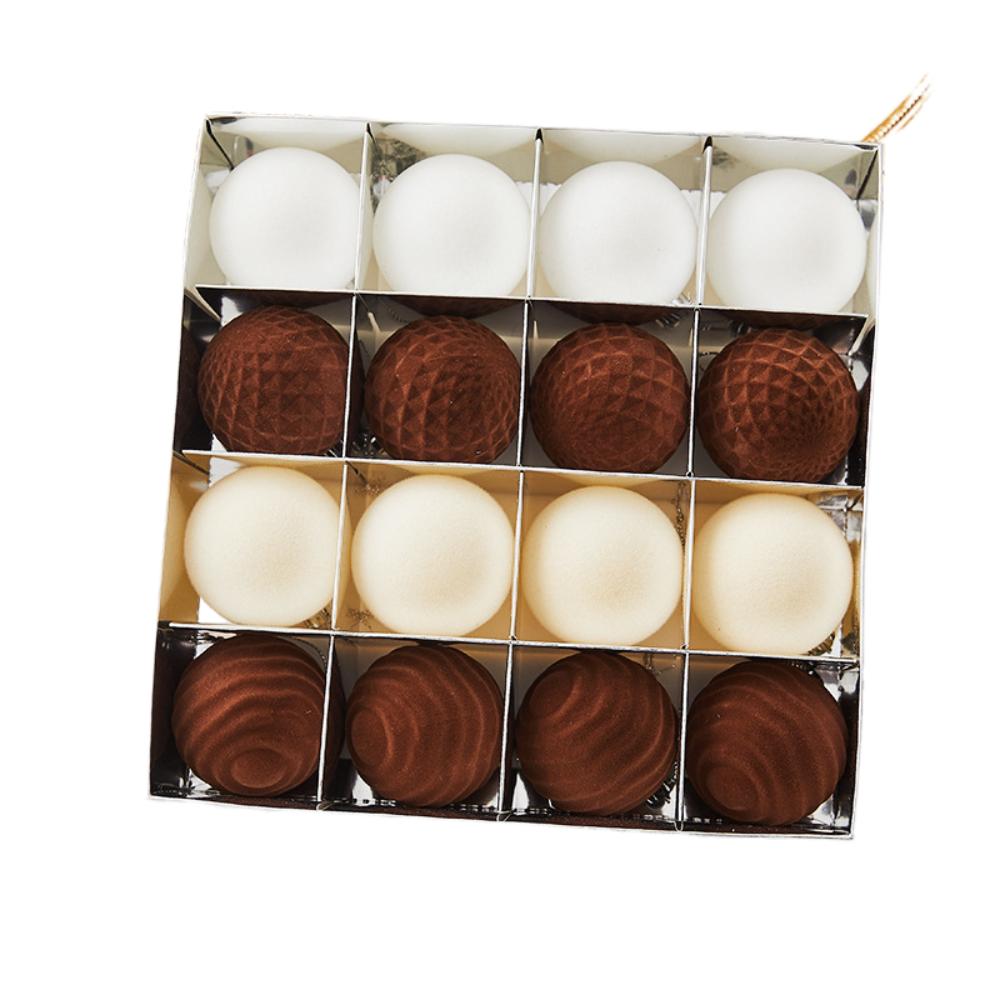 16pcs Shatterproof Christmas Hanging Balls Flocking Xmas Tree Ornaments New Year Gift