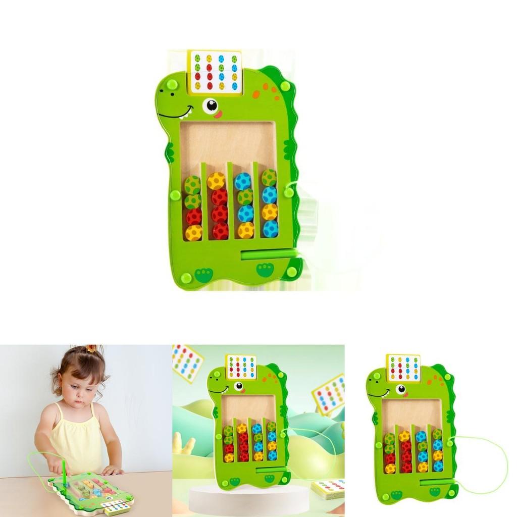 Wooden Green Dinosaur Color Walking Game Board Children Puzzle Toy For Toddler Early Learning And Handeye Coordination