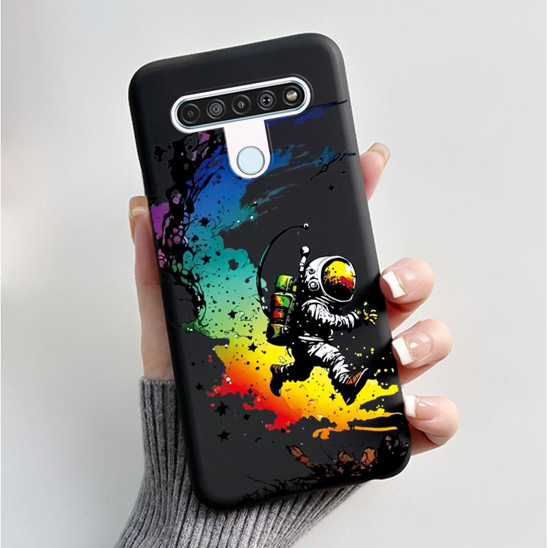 For LG Q61 LM-Q630N Slim Black Soft Silicone Case Luxury Fashion Flower Butterfly Painted Cover for LG K61 Q61 Q 61 Phone Casing