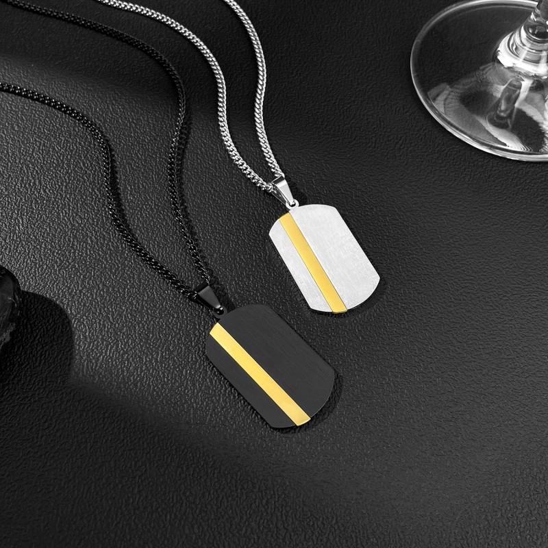 Men's Stainless Steel Necklace Fashionable Simple Versatile Trendy Military Brand Pendant Titanium Accessory