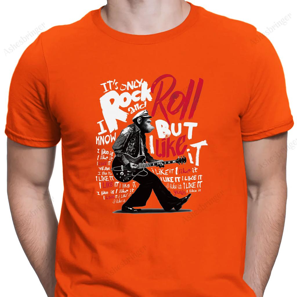 Men's Cotton Crew Neck ROCK'ROLL 80‘s Music Graphic Print T-Shirt Street Casual Style Tops for Men and Women