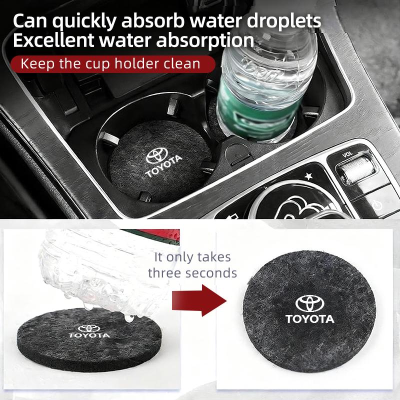 2PCS Car Coasters Cup Holder Mat Drinks Coaster For Toyota Corolla Yaris Camry Prius RAV4 CHR Hilux Aygo Avensis Key Accessories