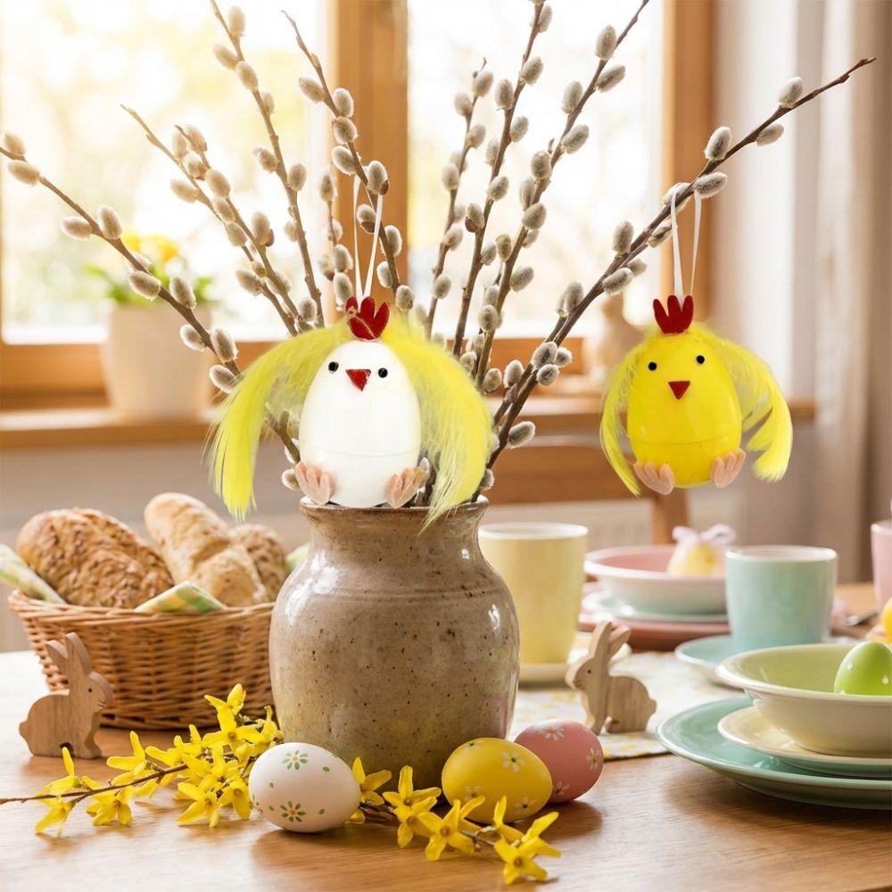 Storage Functions Feathered Chicken Ornaments Wear-resistant Easter Hanging Eggs  Baby Showers