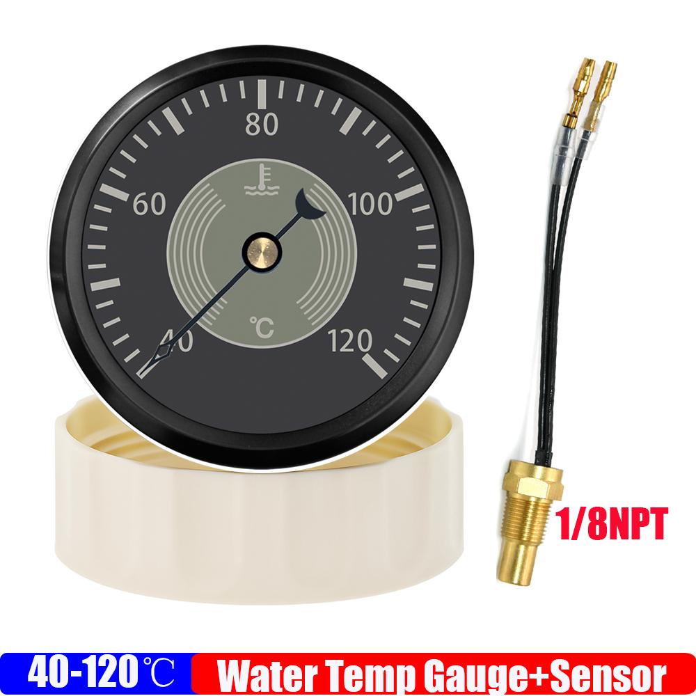 ZMFJH Retro Pointer 52MM Water Temperature Gauge with Sensor 301-23ohm Red Yellow LED 40-120℃ Water Temp Meter Auto Car Boat