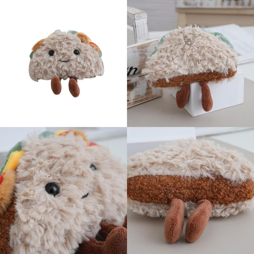 Cute Realistic Sandwich Plush Keychain Toy With Pp Cotton Filling For Gift Kids
