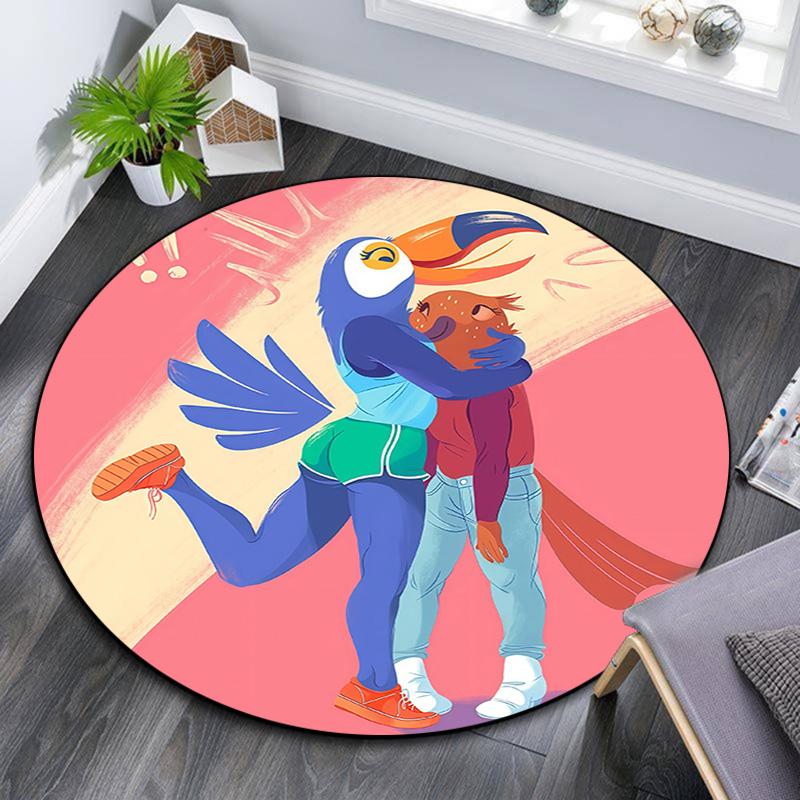 Tuca & Bertie Round Area Rug,Carpet Rug for Living Room Bedroom Sofa Playroom Decor,Non-slip Floor Mat