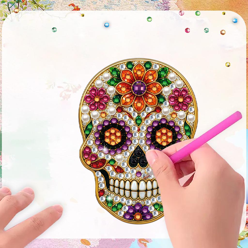 Halloween DIY Pearl Diamond Acrylic Fridge Magnets 6Pcs Painting Kit Ghost Pumpkin Witch Decor