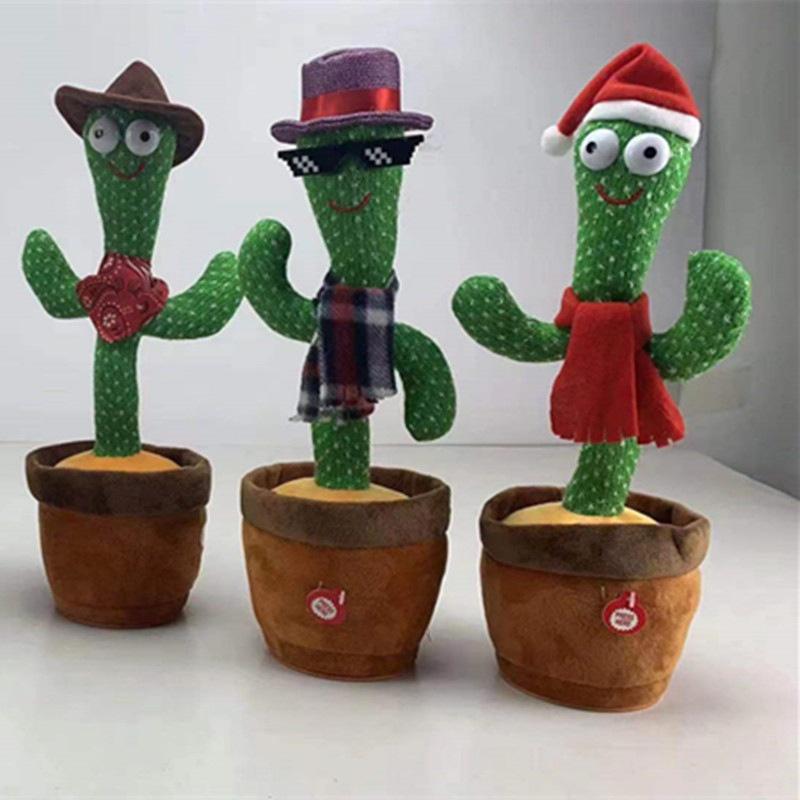 Brinquedo Cacto Dançarino Com Canto e Dança Planta de Pelúcia Interativa