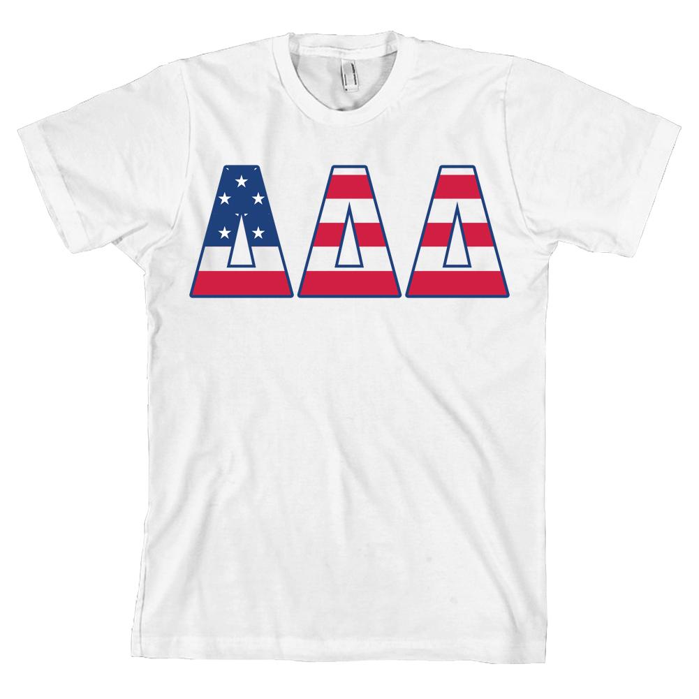 Delta Delta Delta Bella + Холщовая футболка Tri Delt Буквы США *ВСЕ РАЗМЕРЫ* S