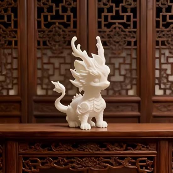 jijijing 3D Printed Qilin Statue, Traditional Chinese Mythical Beast Figurine, Auspicious Wealth And Blessings Figurine for Desk, Feng Shui Ornament