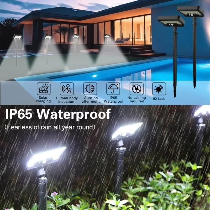 Solar Motion Sensor Lights Outdoor Pathway Lights Garden Light Adjustable Angle Rechargeable for Walkway Driveway Sidewalk Patio