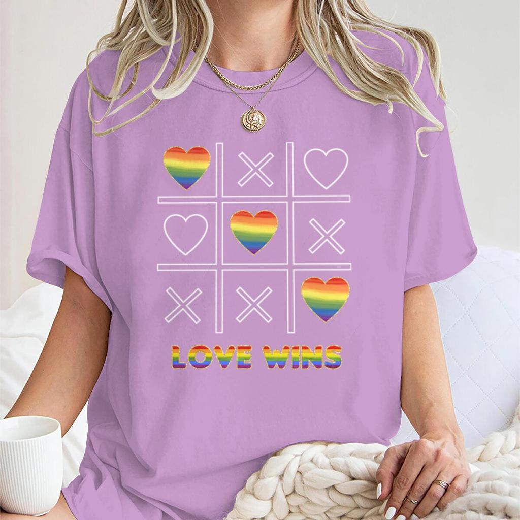 Fashion LGBT Love Wins TShirt Women Men Fun Chessboard Print Short Sleeve Tees Casual Lesbian Bisexual Crewneck T Shirts