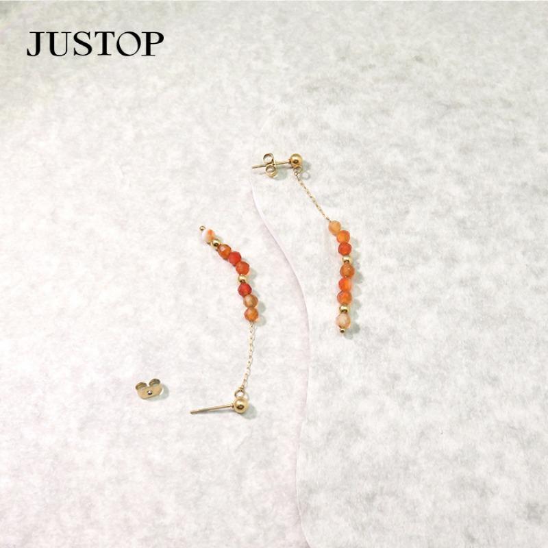 New Chinese Style High-end Ancient Style Titanium Steel Earrings New Chinese Style Retro Temperament Natural Stone Tassel Earrings