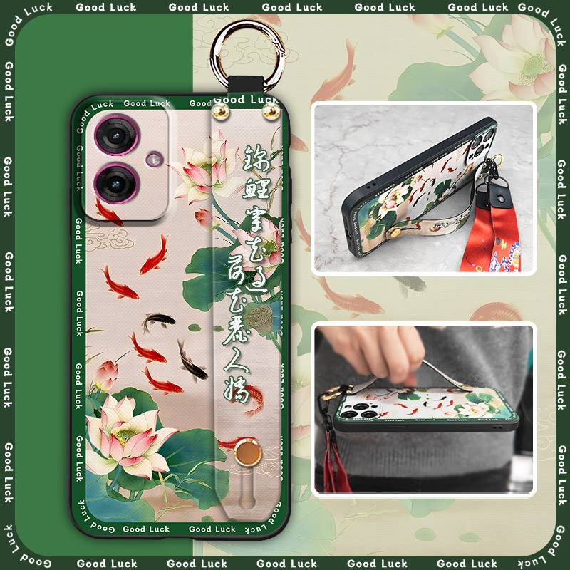 Ring Shockproof Phone Case For MOTO G55 5G Waterproof Phone Holder Silicone Protective Kickstand Anti-knock Wristband