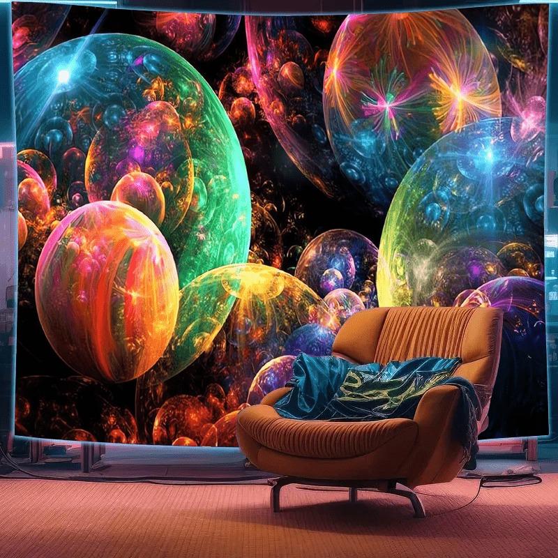 Ultraviolet Bubble Giant Tree Luminous Tapestry, Indoor Mood To Create Atmosphere, Psychedelic Luminous Art, Bedroom Decoration