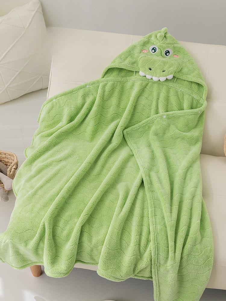 Dětská plyšová osuška s kapucí Cartoon Coral Velvet Baby Absorpční Rychleschnoucí Župan s kapucí Roztomilá osuška s kapucí