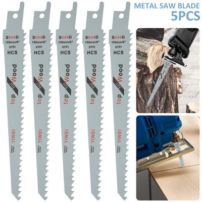 5Pcs Universal Jig Saw Blade Set HCS Assorted Blades Fast Cut Down Jig Saw Knife Woodworking Tool for Wood Plastic Metal Cutting