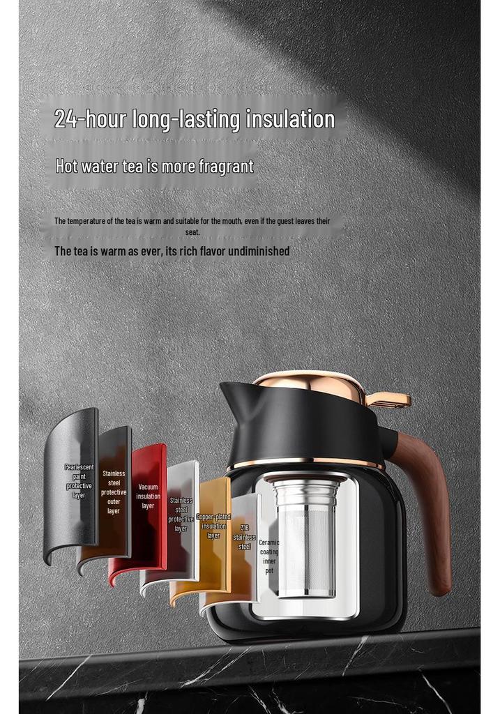 Large Capacity Steaming Teapot, Stainless Steel with Ceramic Coating, Tea-Water Separation, Heat Preservation, Ideal for Brewing Old White Tea At Home