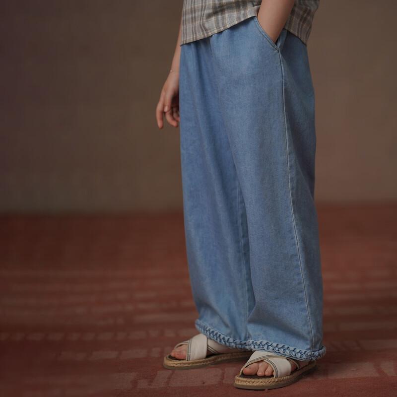 hacikis Girls  Summer Wide-Leg Denim Jeans 140