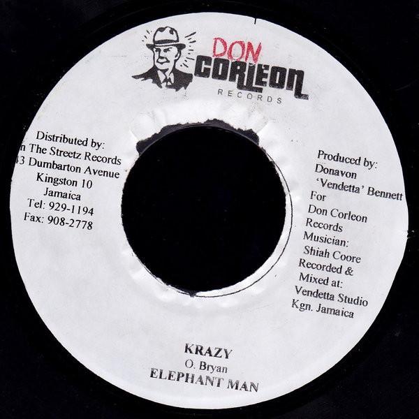 

7inch Record ELEPHANT MAN - Krazy NONE Don Corleon Rec 2003 Jamaica Reggae, Ska & Dub Used