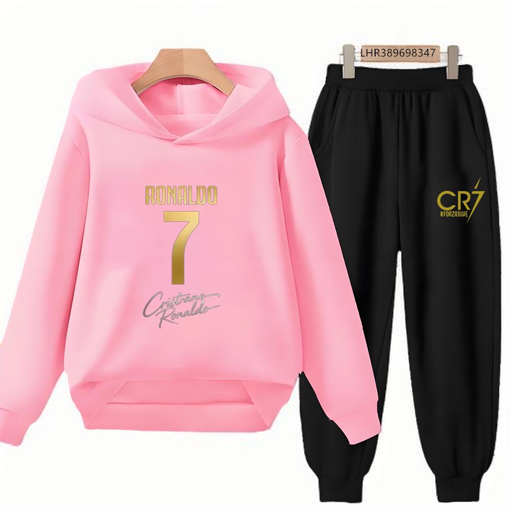 Autumn Football Star 3-12 Years Children Hoodie+Pants Suit Kid Sweatshirt 2Pcs Sets Boys Girls Trousers Toddler Tracksuits