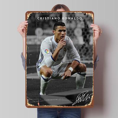 Cristiano Ronaldo Soccer Metal Poster Customized Wall Art Retro Vintage Tinplate Signs for Man Cave Home Decor Bar Accessories