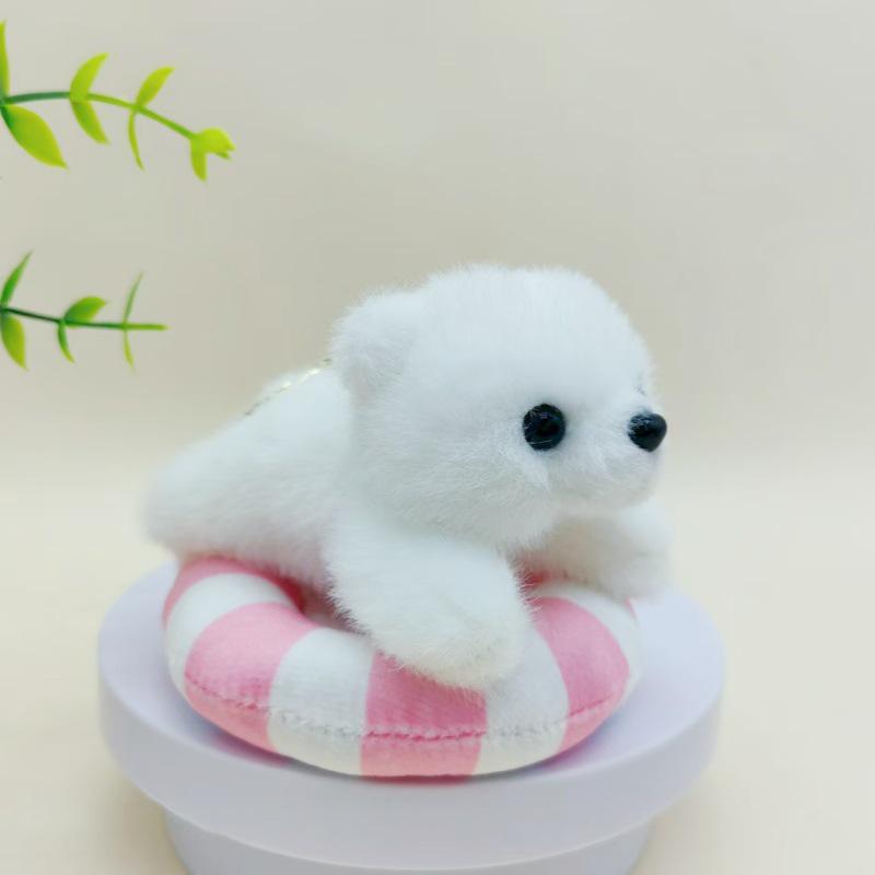 Creative Inflatable Pool Ring & Cute Animal Keychain Set - Dolphin, Penguin, Plush Doll & Backpack Pendant Gift