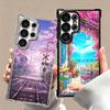 Anime Aesthetic Scenery Plating Phone Case For Samsung Galaxy S24 S25 FE S26 Edge S23 Ultra S22 S21 Plus S20 Anti-Fall Airabag C