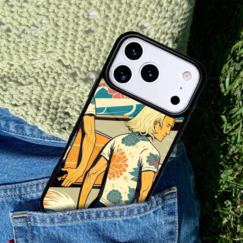 Japanese Surfers Phone Case For iPhone 17 AIR 16 Pro Max 15 14 Pro 11 12 13 Shockproof Silicone Cover