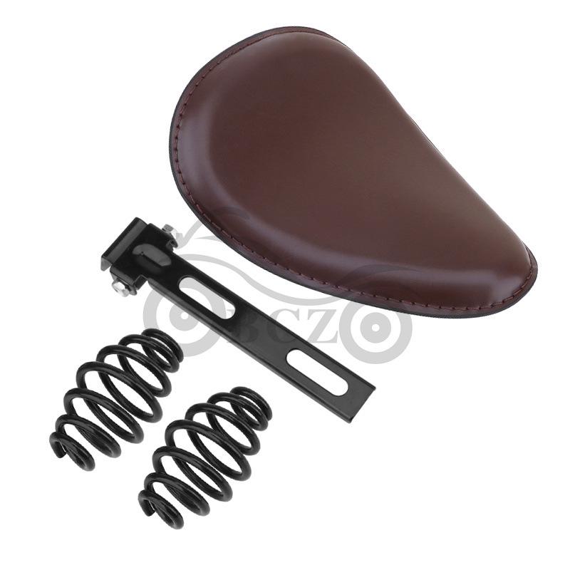 Harley Cruiser Prince Retro Gold Leather Spring Seat Cushion & Bag