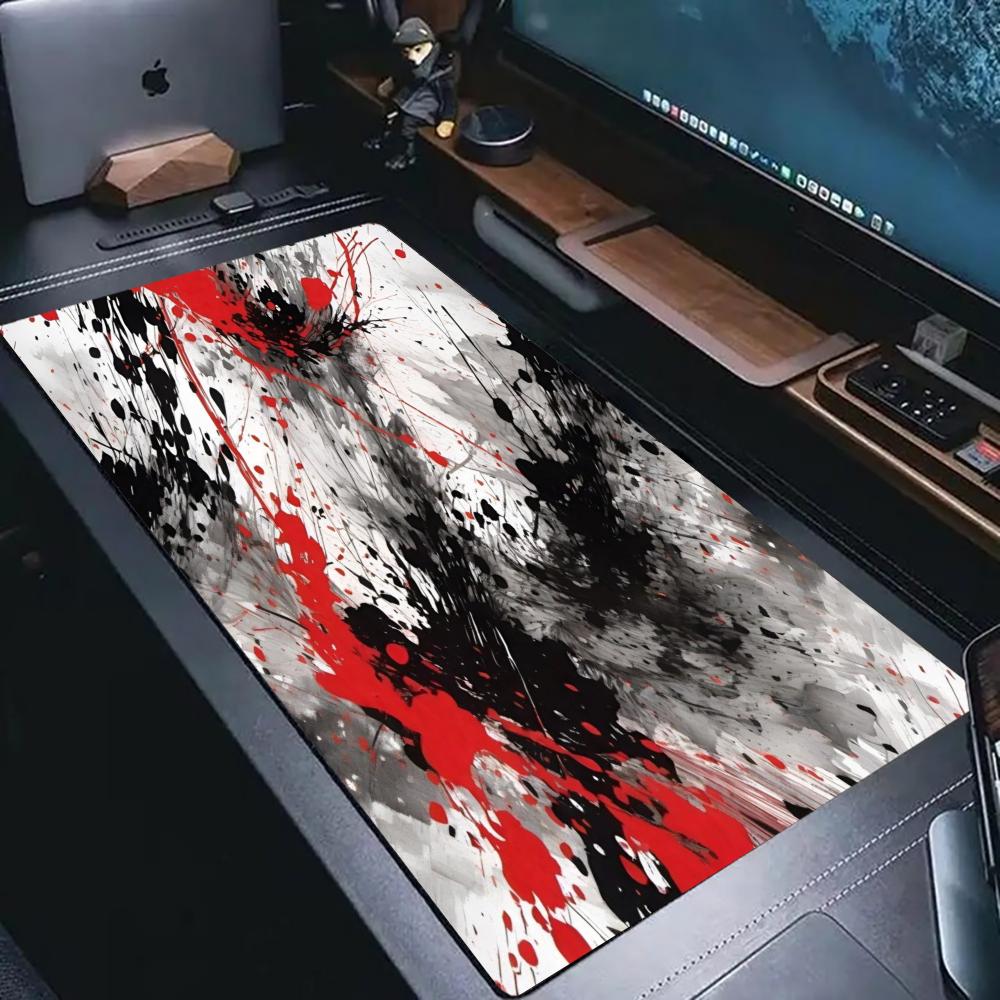 Red Black Ink Splash Mouse Pad Desk Mat Keyboard Pad XXL Large Non-Slip Rubber Table Mat for PC Gaming Office Home Desktop Decor