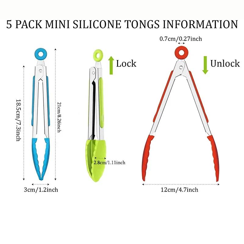 1 ks Silikonové kuchyňské kleště Nerezové kuchyňské kleště Silikonové protiskluzové vaření Klip Svorka BBQ Salátové náčiní Gril Kuchyňské náčiní